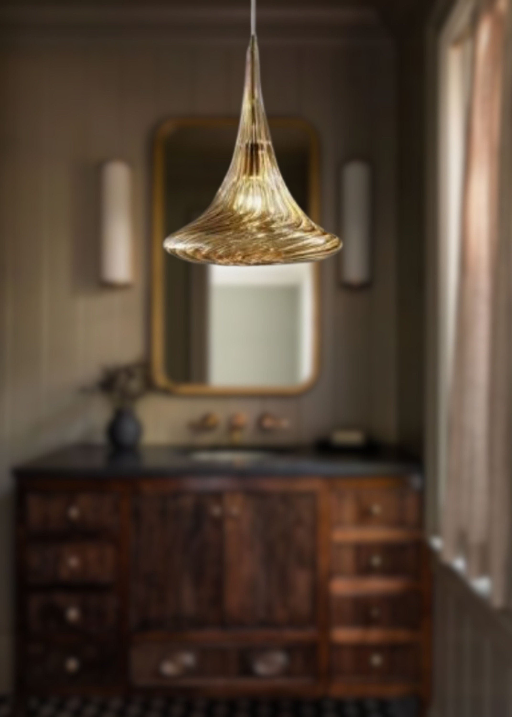 Blown Glass Pendant Lamp Custom Ceiling Light for Dining Room  Entryway Vintage Style Handmade Lighting Fixture Kitchen  Hanging lamp