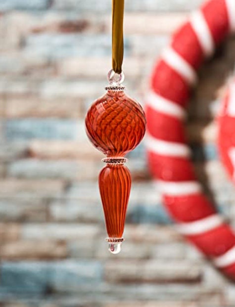 Egypt Glass Christmas Tree Ornament Adorable Hanging Decorative Xmas Balls for Christmas Tree Decorations Home 2023  red  Ribbed Glass