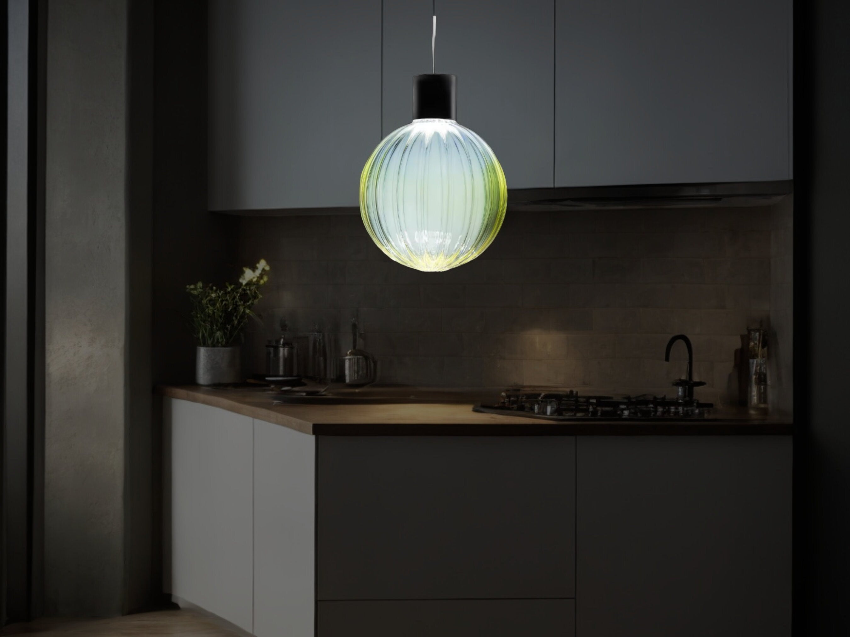 Artisan Crafted Glass Chandelier - Blown glass pendant Light for Dining Room-Customizable Glass Pendant Light