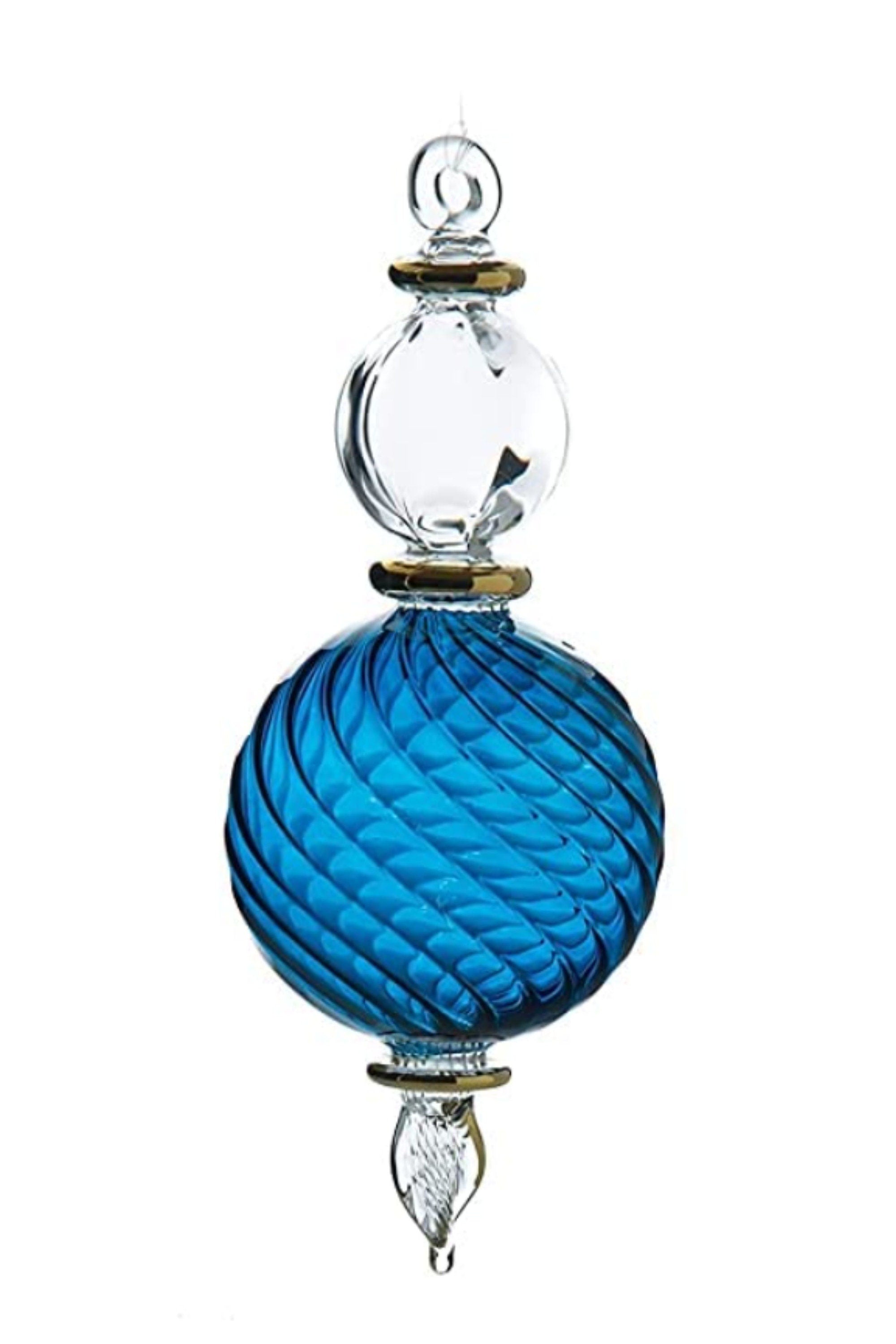 Christmas glass  Ball Ornaments- Adorable Hanging Decorative Xmas Balls for Christmas Tree Decorations Home - Ribbed blue glass 2024