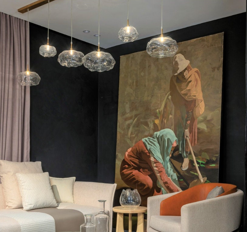 Blown Glass pendant light - Modern pendant light - customizable pendant  light-kitchen island  light - ceiling light  - deco light fixture