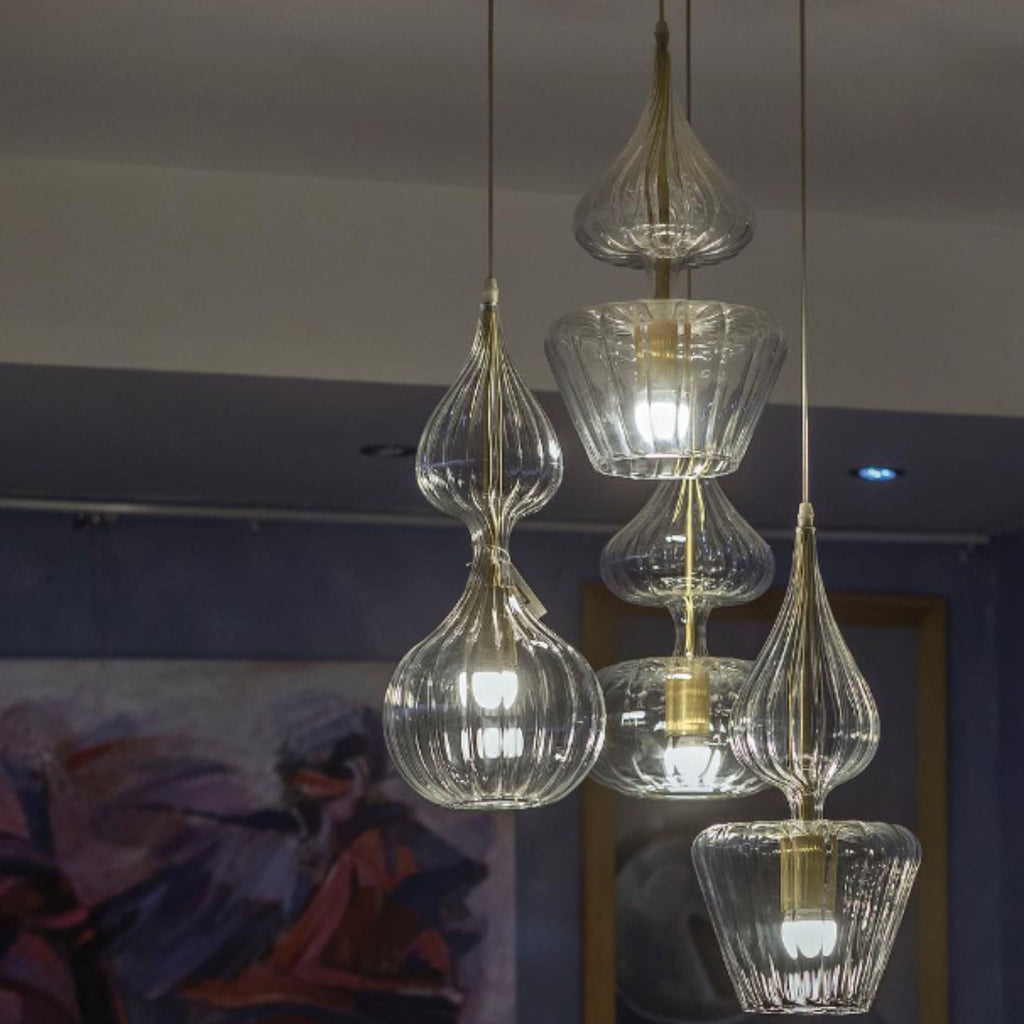 Set of 4 hand blown glass  pendants lights, Unique light fixture, Kitchen décor, Ceiling lighting, Home décor modern, Light pendants