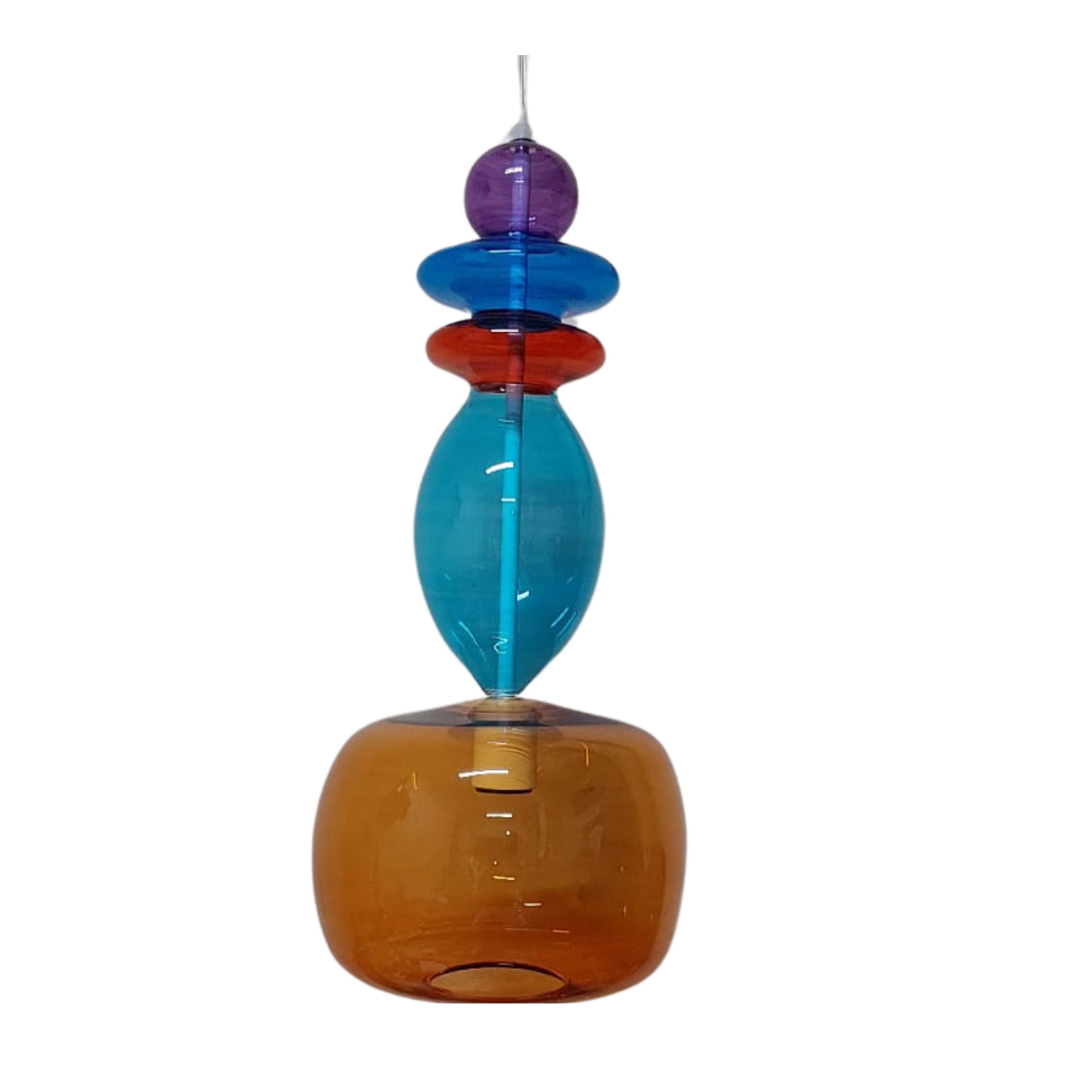 Colorful Glass Pendant Light-Customizable Glass Hanging Lamp-Modern Kitchen Light Fixture-Artisan Blown Glass Light