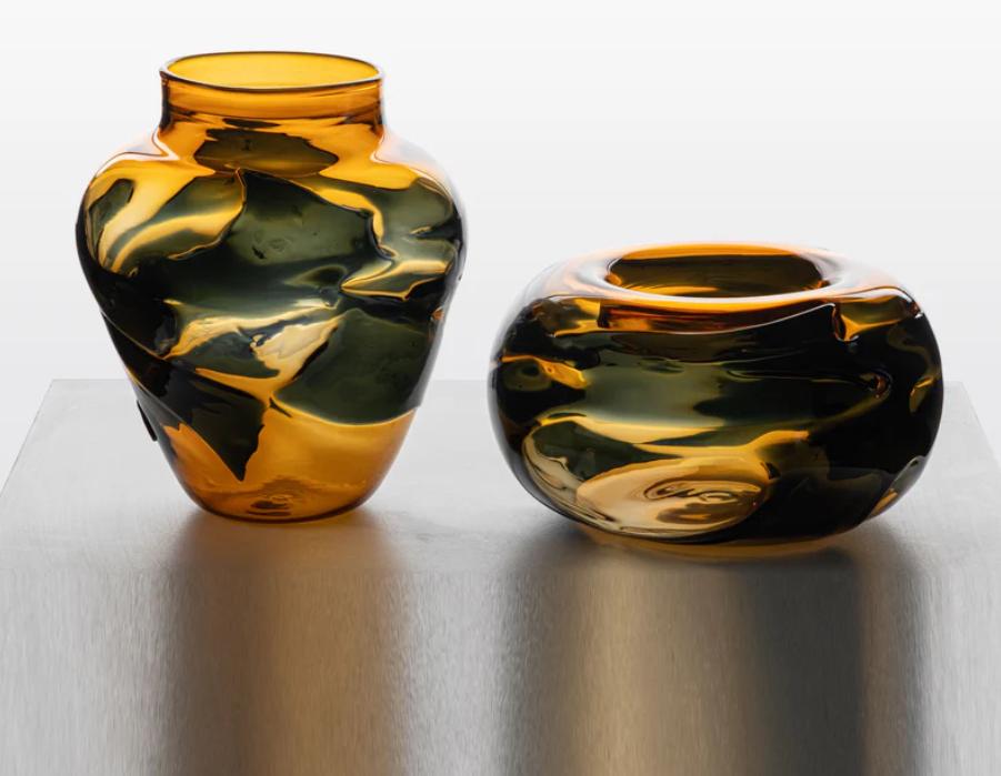 Set of 2 Chic Colorful Glass Vases - Unique Handcrafted Decor for Any Space