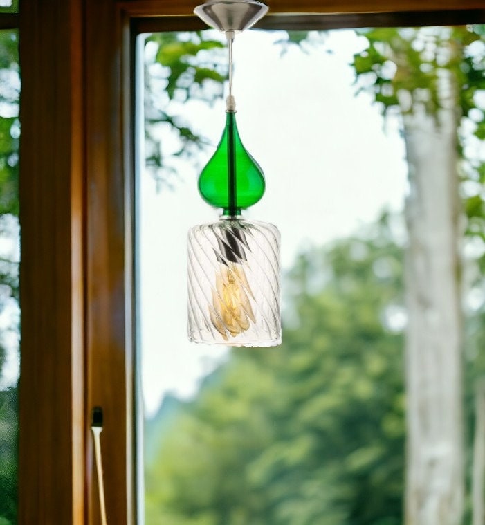 Blown Glass Pendant Light - Custom Pendant Lights - Handmade Ceiling Light - Bubble Pendant Light - Kitchen Island Light - Pendant Lighting