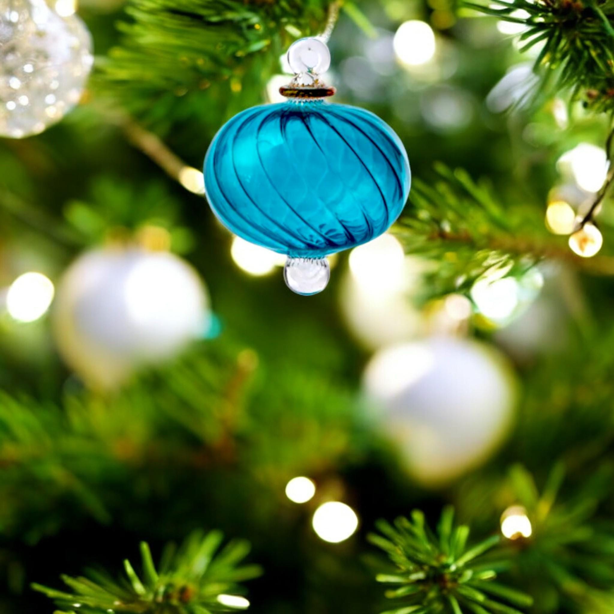 Christmas glass blue Ball Ornaments- Adorable Hanging Decorative Xmas Balls for Christmas Tree Decorations Home-holiday- ocean blue 2023