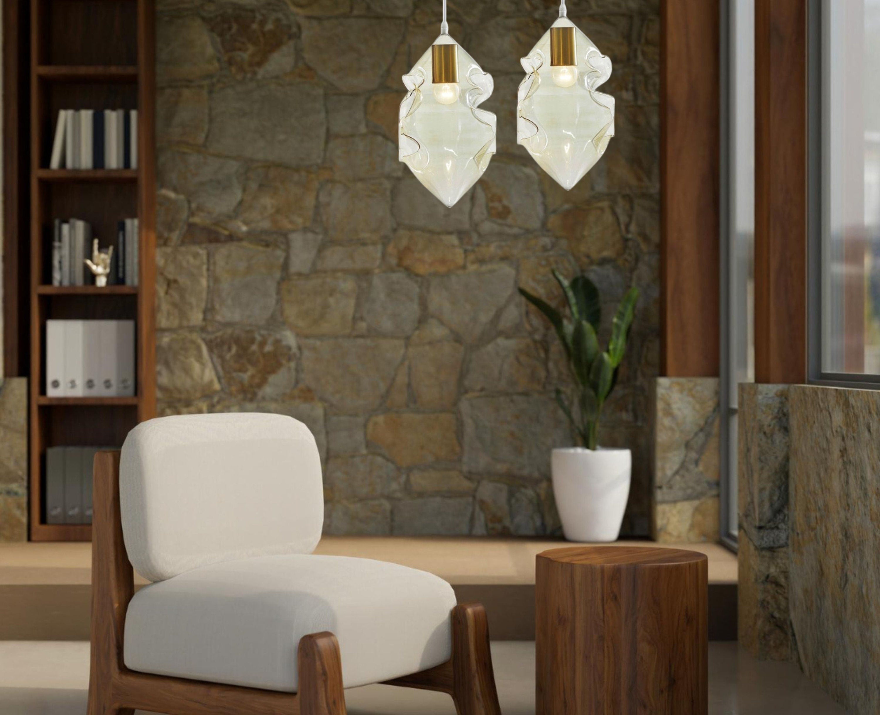 blown glass  pendant light, Unique light fixture, Kitchen décor, Ceiling light, Home décor modern, Light pendants, Dining room Hanging lamp