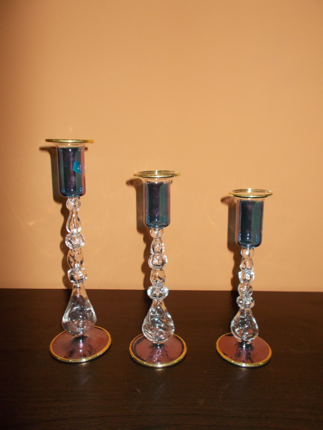 Purple Handmade Candle holder Set of 3