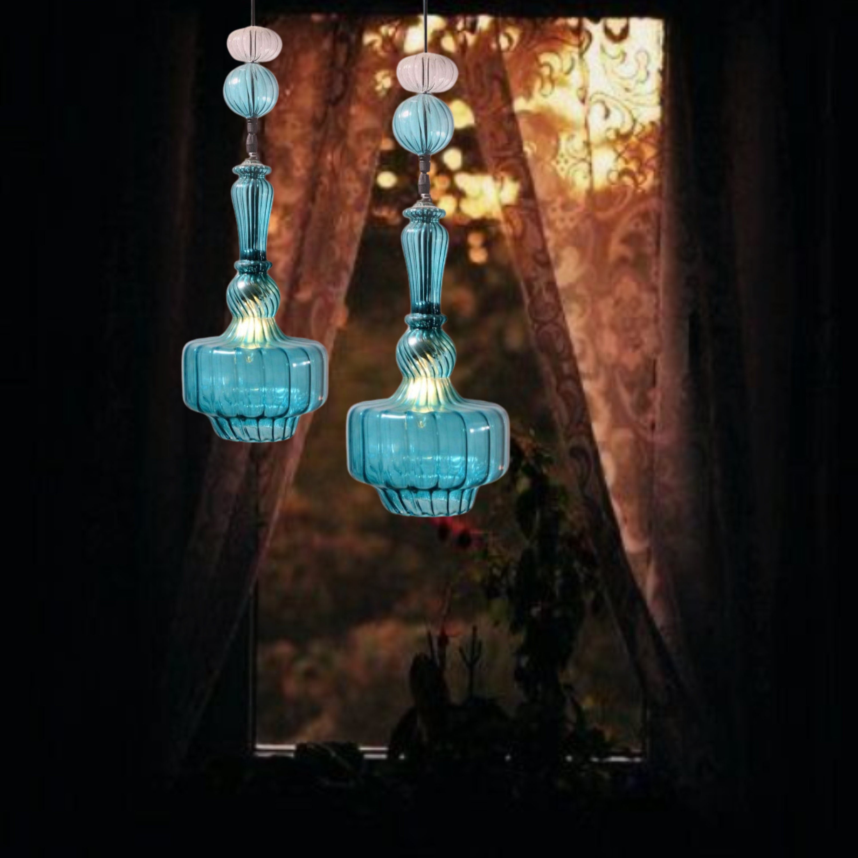 Blown Glass pendant light - Modern pendant light - kitchen island light - ceiling light fixture - dining room  pendant  - pendants lights