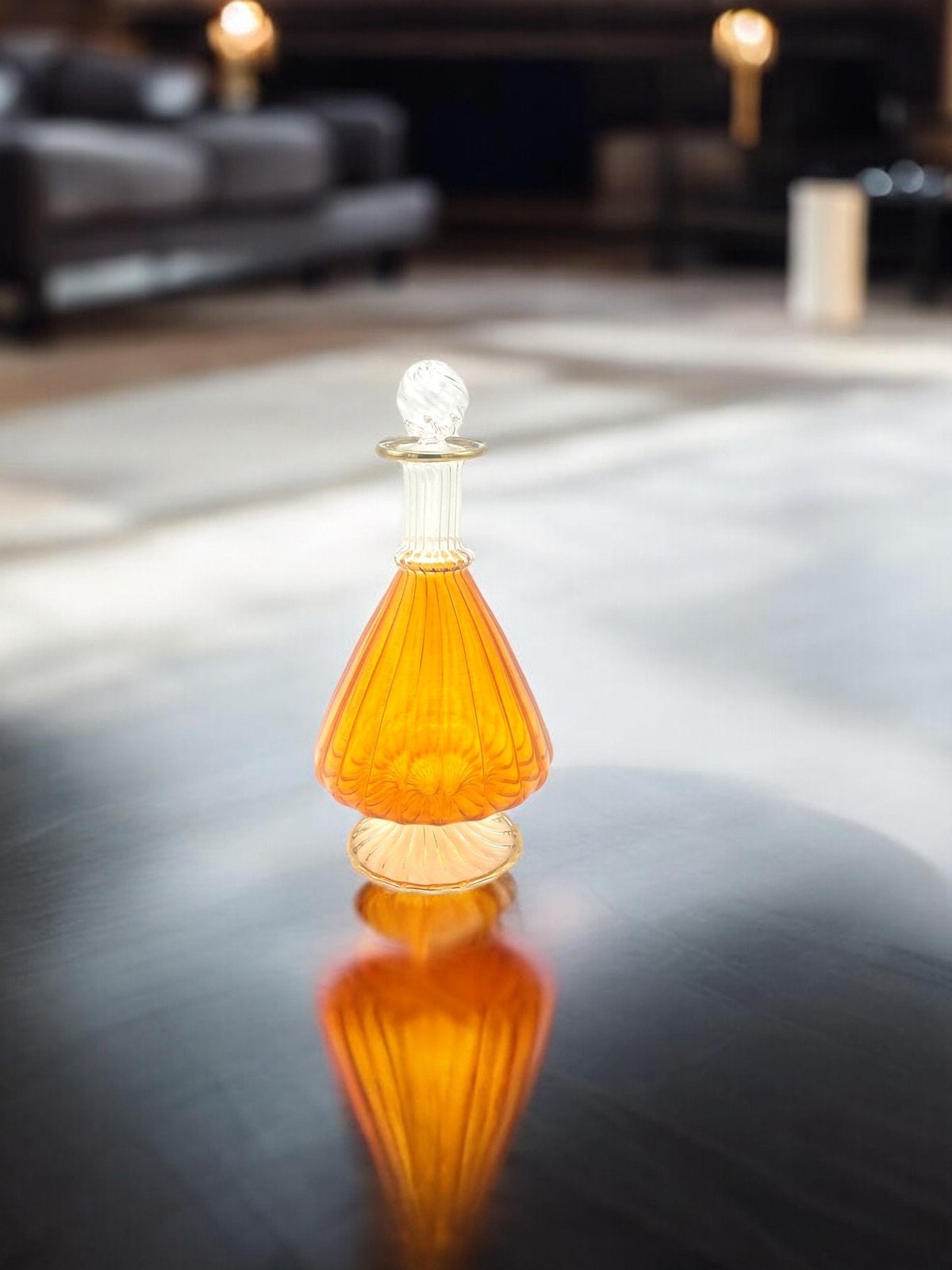 Elegant Handmade Glass Art Decanter - Personalized Sculpted Fragrance Bottle with Stopper