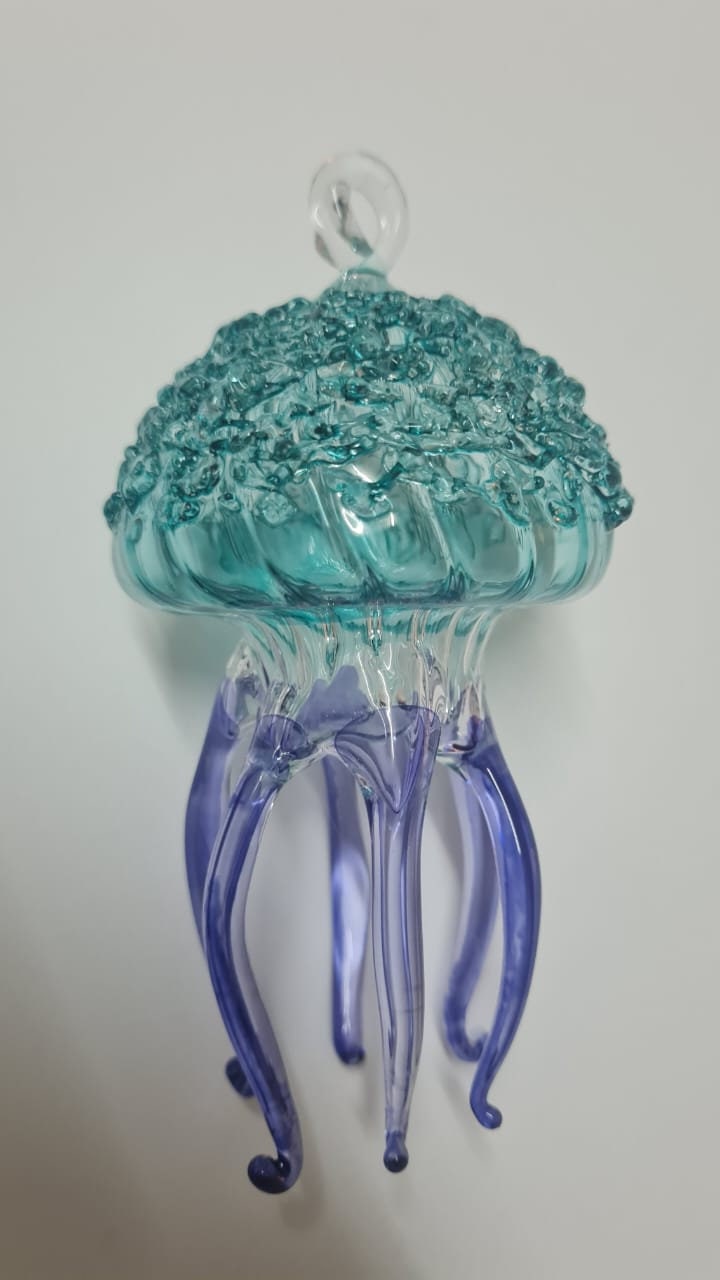 Artisan Glass Jellyfish Ornament - Handblown Holiday Decor - Unique Christmas Gift - Exquisite Glass Art Decoration