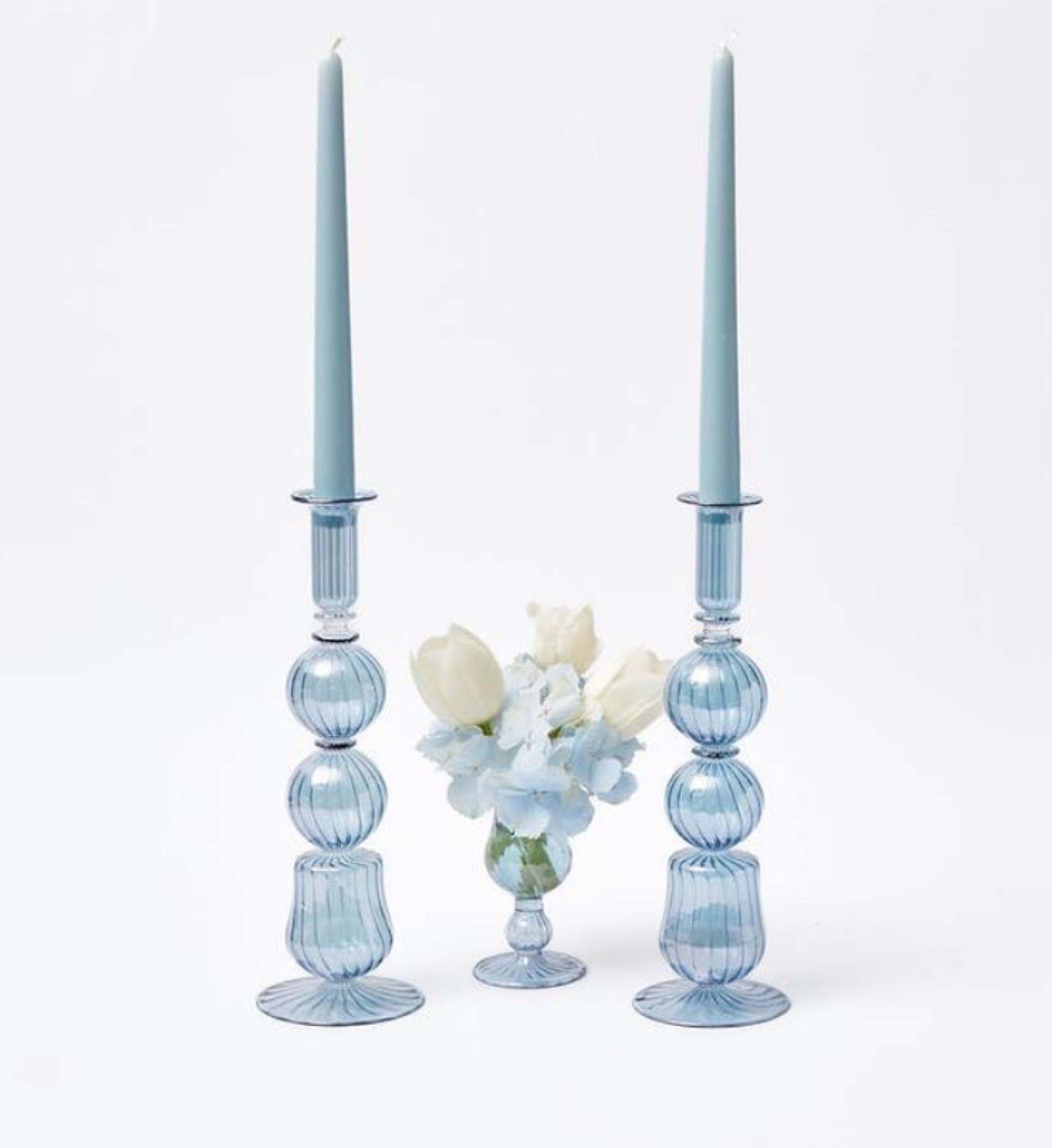 Set of 2 Chic Luminescence Handcrafted Glass Candle Holders for Romantic Evenings, Thoughtful Wedding Gifts, made with love
