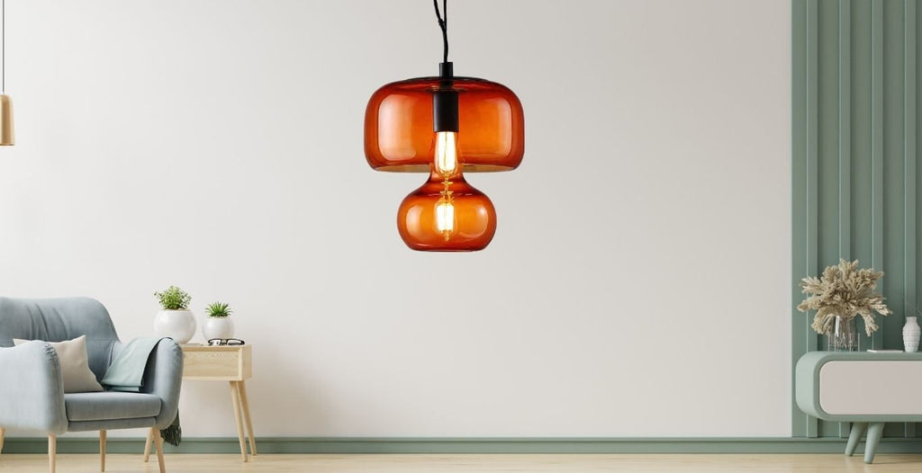 Artistic Glass Pendant Light - Contemporary Kitchen & Dining Room Fixture - Handblown Ceiling Lamp