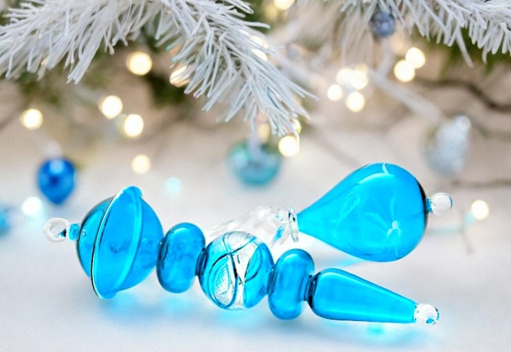 Christmas Ornaments Handmade Engraved Glass - Hanging Blown Glass Ornaments Home Decor - Set 2 Large Ornaments For Christmas Tree