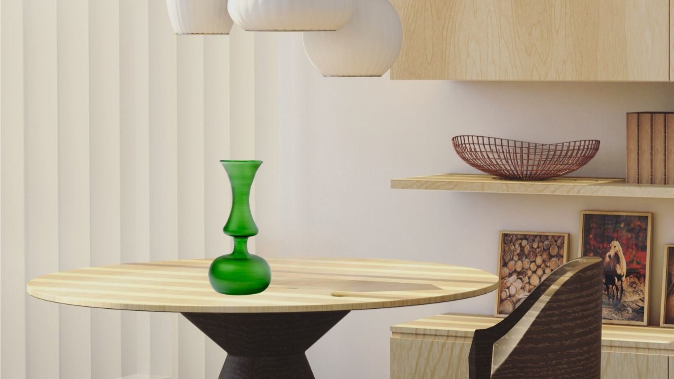 Handblown Art Deco Vase – Vintage Colored Glassware – Unique Flower Vase – Blown Glass Home Decor