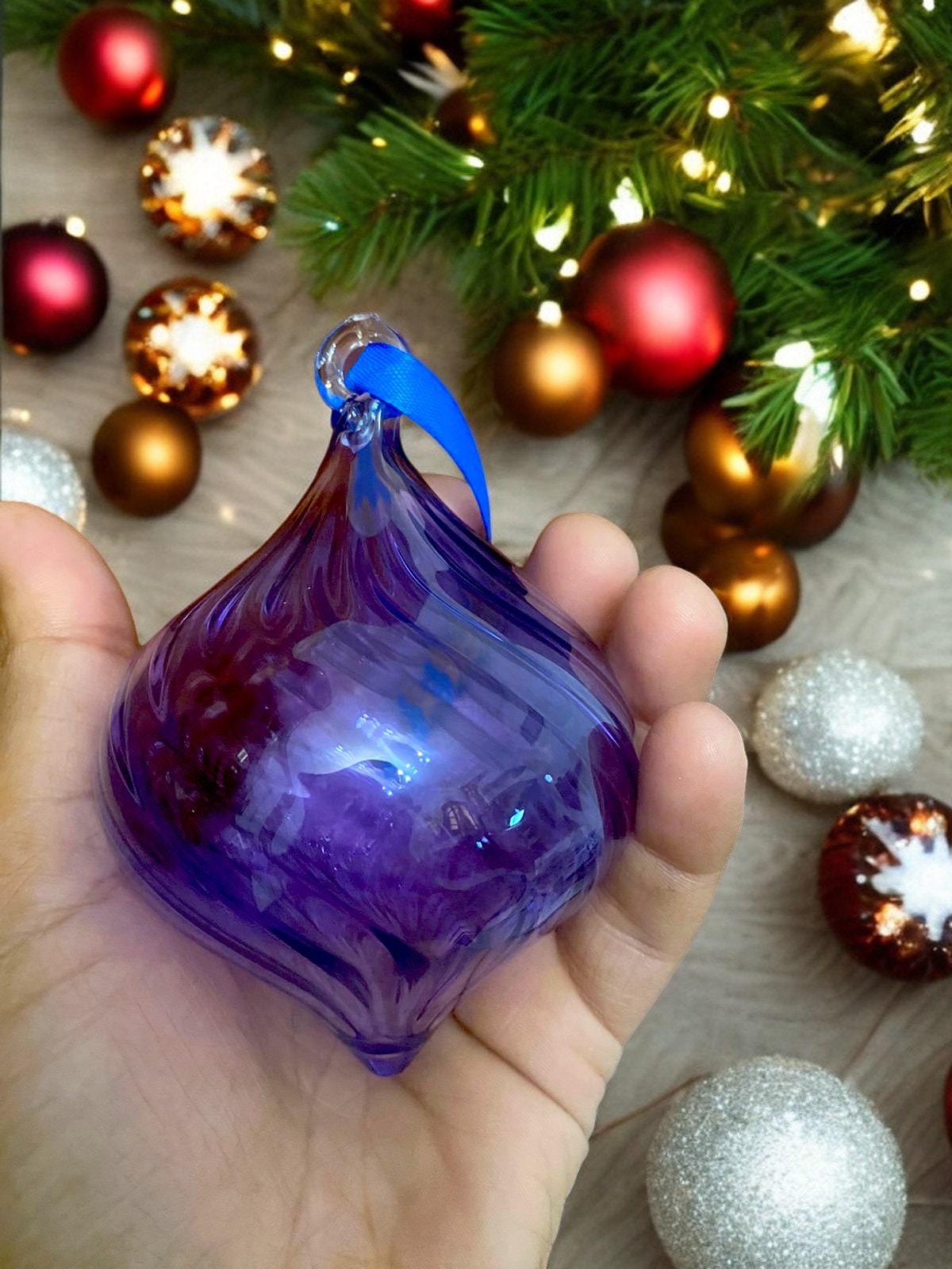 Christmas Tree Decorations Purple- Whimsical Tree Ornaments - Unique Hanging Decor - Sparkling Festive Accents"