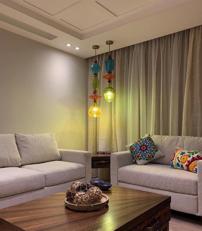 Customizable Multicolored Blown Glass Pendant Light – Modern Ceiling Light Fixture – Decorative Pendant Lamp-deco light fixture