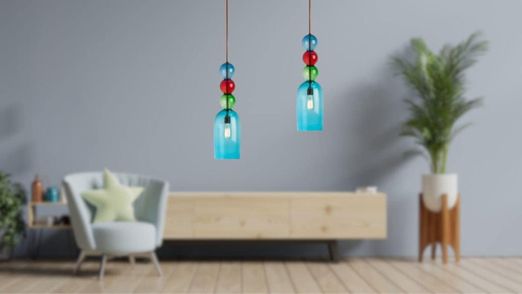 Exclusive Blown Glass Pendant Light - Trendy Kitchen & Home Decor Fixture - Dining Room Ceiling Lamp-Custom Blown Glass Pendant Light
