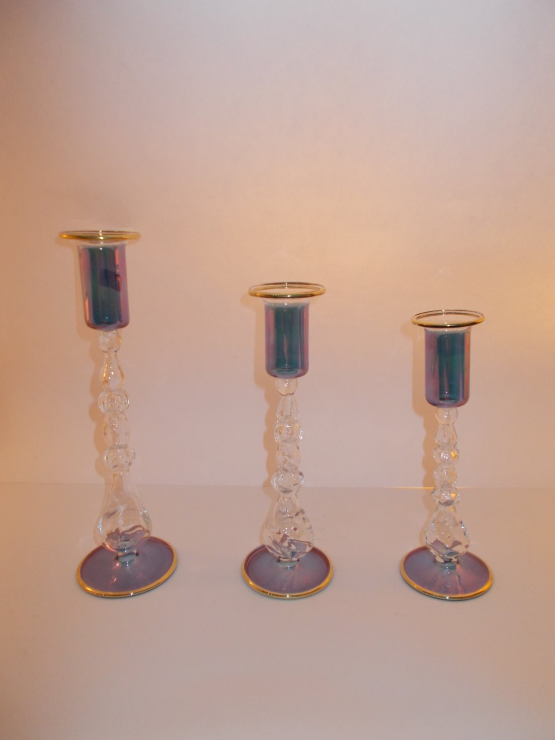 Purple Handmade Candle holder Set of 3