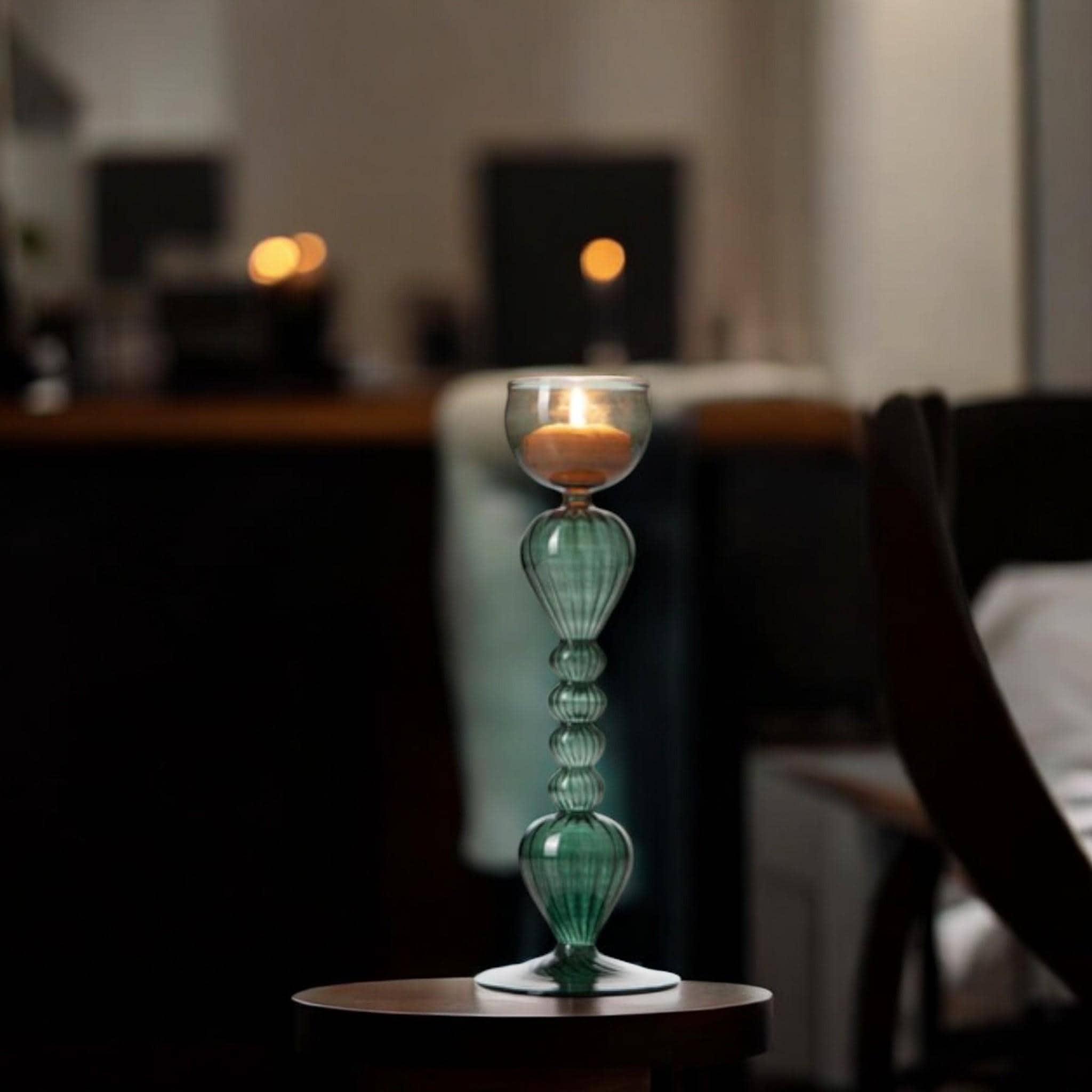 Handmade Colorful Glass Candle Holder - Blown Glass Art for Weddings, Centerpieces, and Romantic Decoration