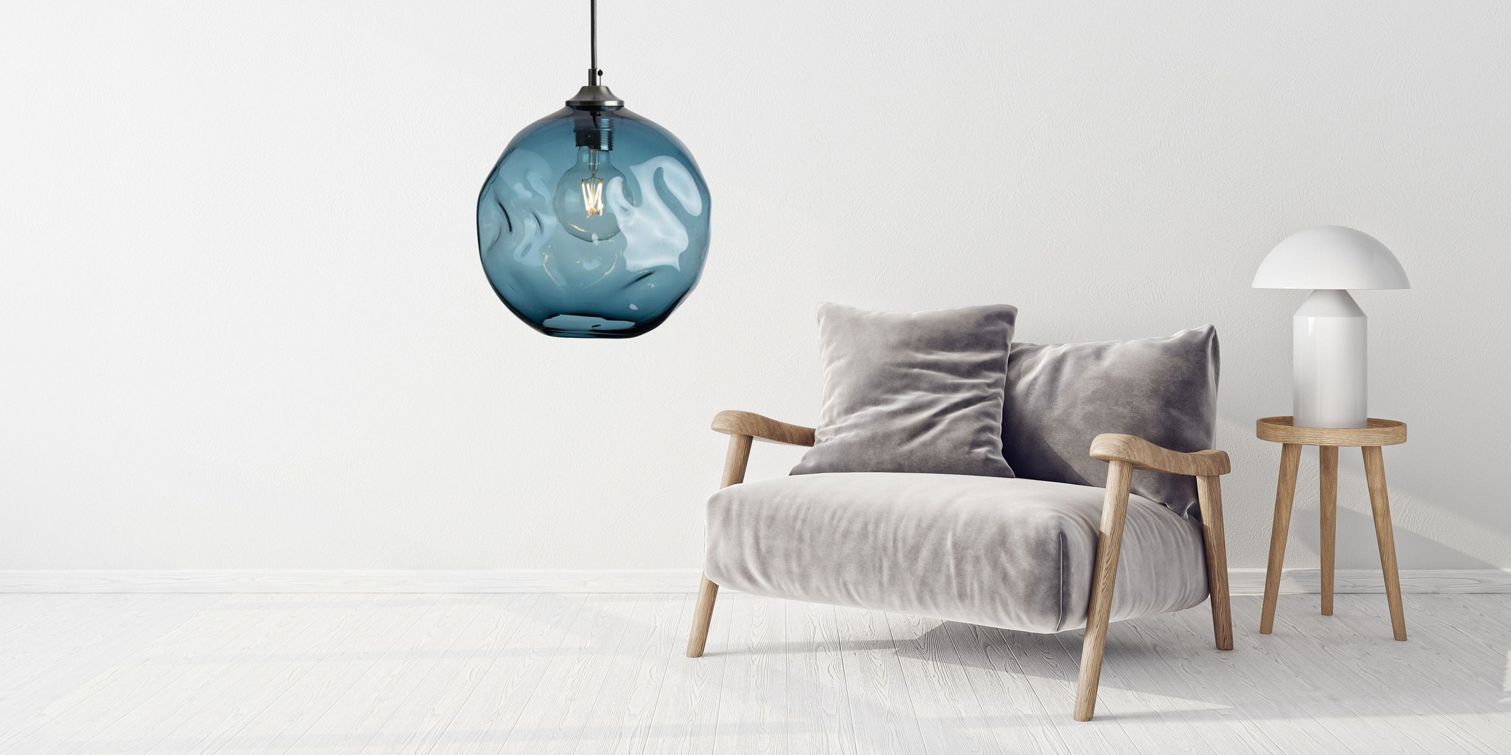 Glass Pendant Lights for Kitchen Island Hand Blown  Lighting for Kitchen Décor Lighting Fixtures  Living Space Décor Glass Ceiling Fixture