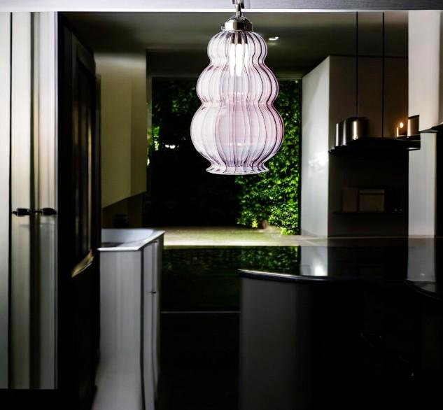 Exquisite Blown Glass Pendant - One-of-a-Kind Luxury Lighting Design for Any Space"