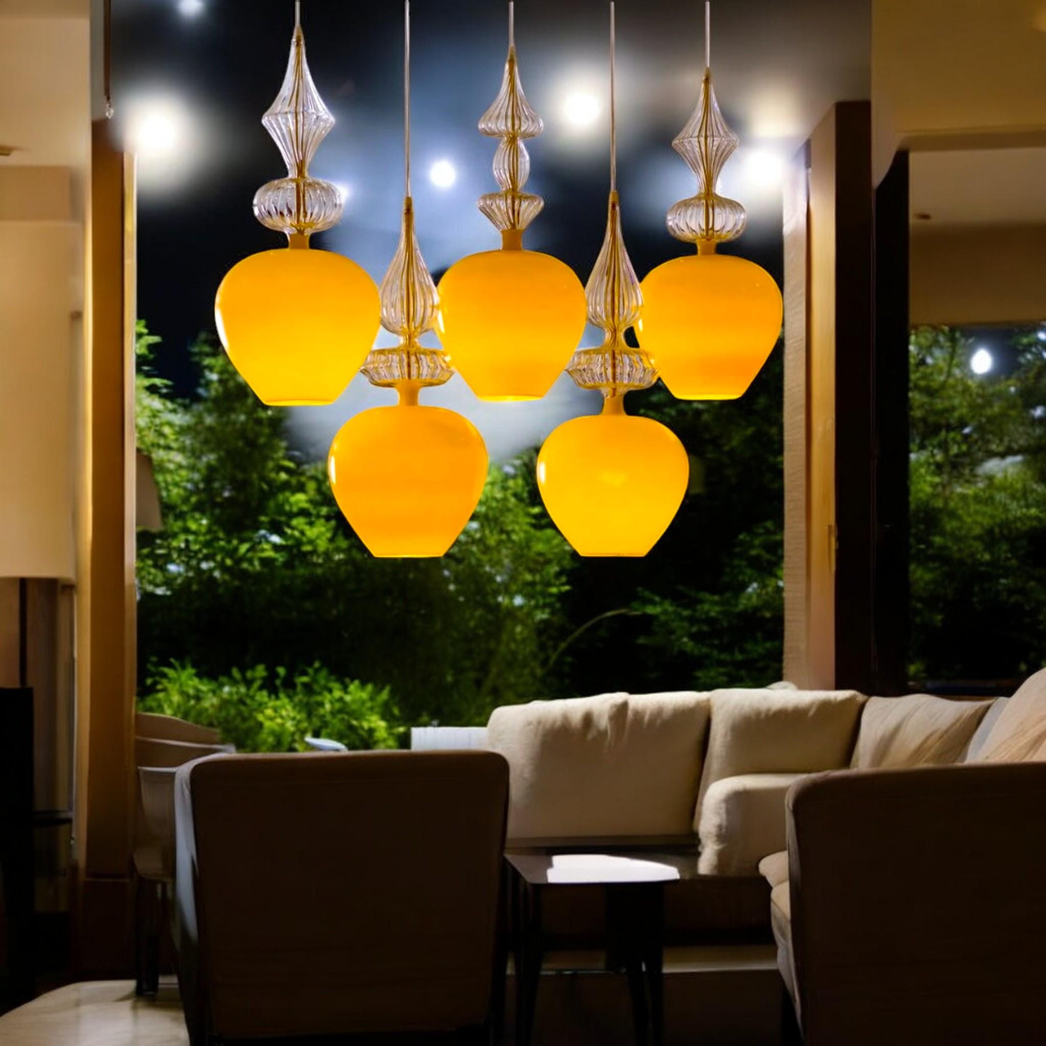 Bespoke Hand Blown Glass Pendant Light | Artisan Ceiling Fixture for Contemporary Homes