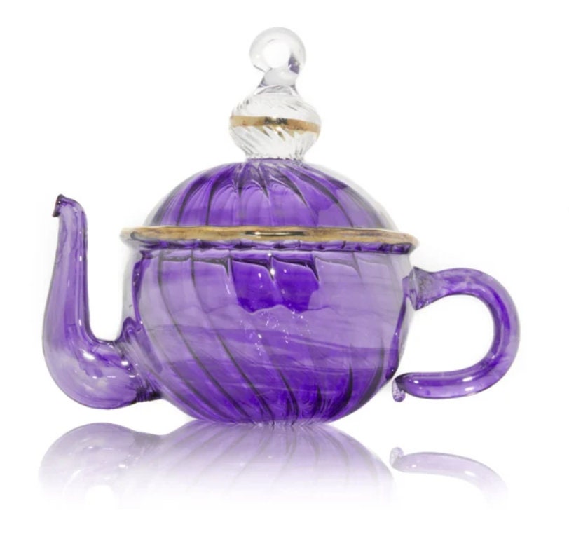 Christmas Ornaments Teapot Shaped Glass - Christmas Tree Decorations - Hanging Glass Ornaments for Holiday - Hand Blown Ribbed Glass 2024