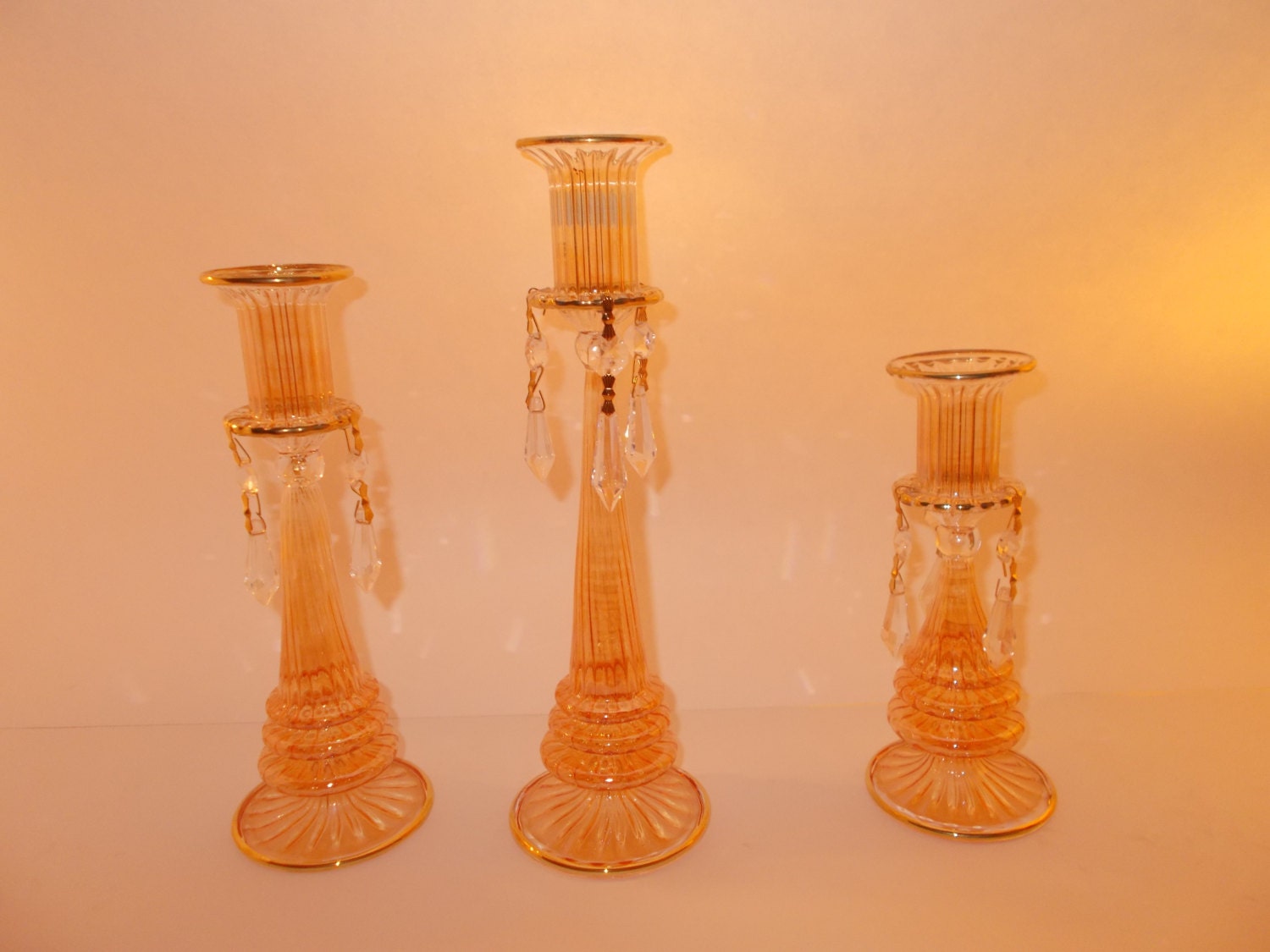 Romantic Handmade Candle holder with crystals Set of 3