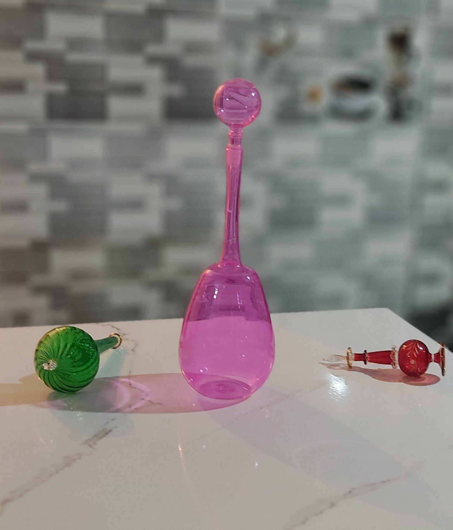 SPHERE Pink GLASS VASE modern .