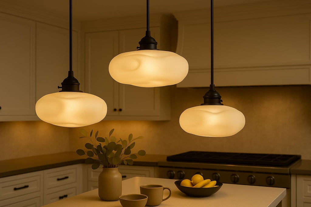 Frosted Glass Cloud Pendant Light – Sculptural Modern Ceiling Lamp – Soft White Minimalist Lighting for Dining, Kitchen or Entryway