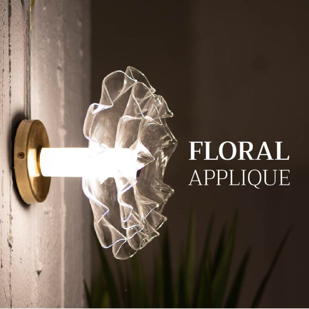 Handcrafted Floral Applique Glass Décor: Wall-Mounted Lighting Collection for Bedrooms, Bathrooms- Modern Wall Sconces - Elegant Wall Lamps
