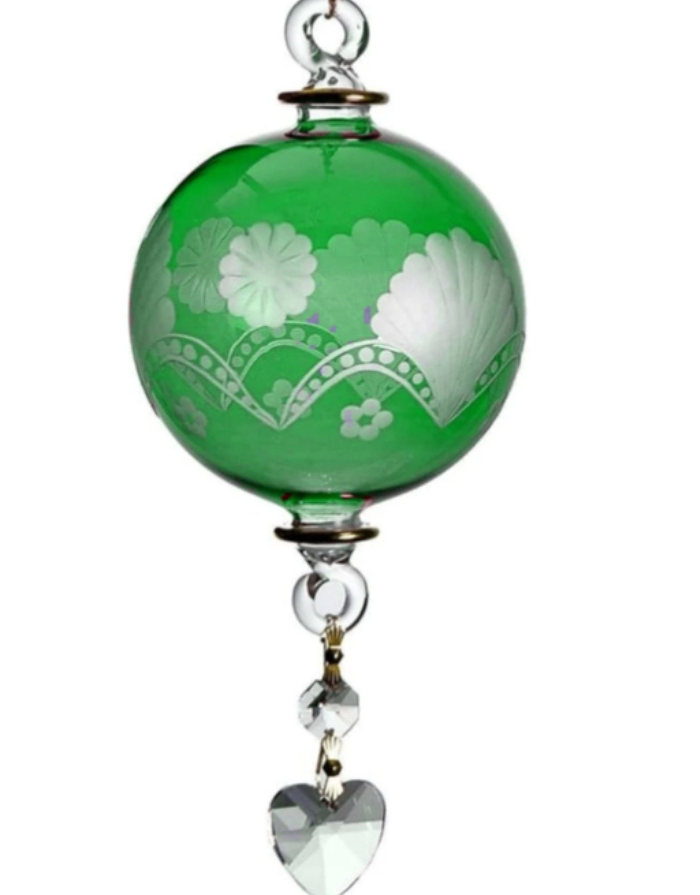 Engraved green  Christmas Glass Ornaments- Adorable Hanging ornament- Decorative tree topper- Xmas Balls for Christmas Tree Decorations 2023