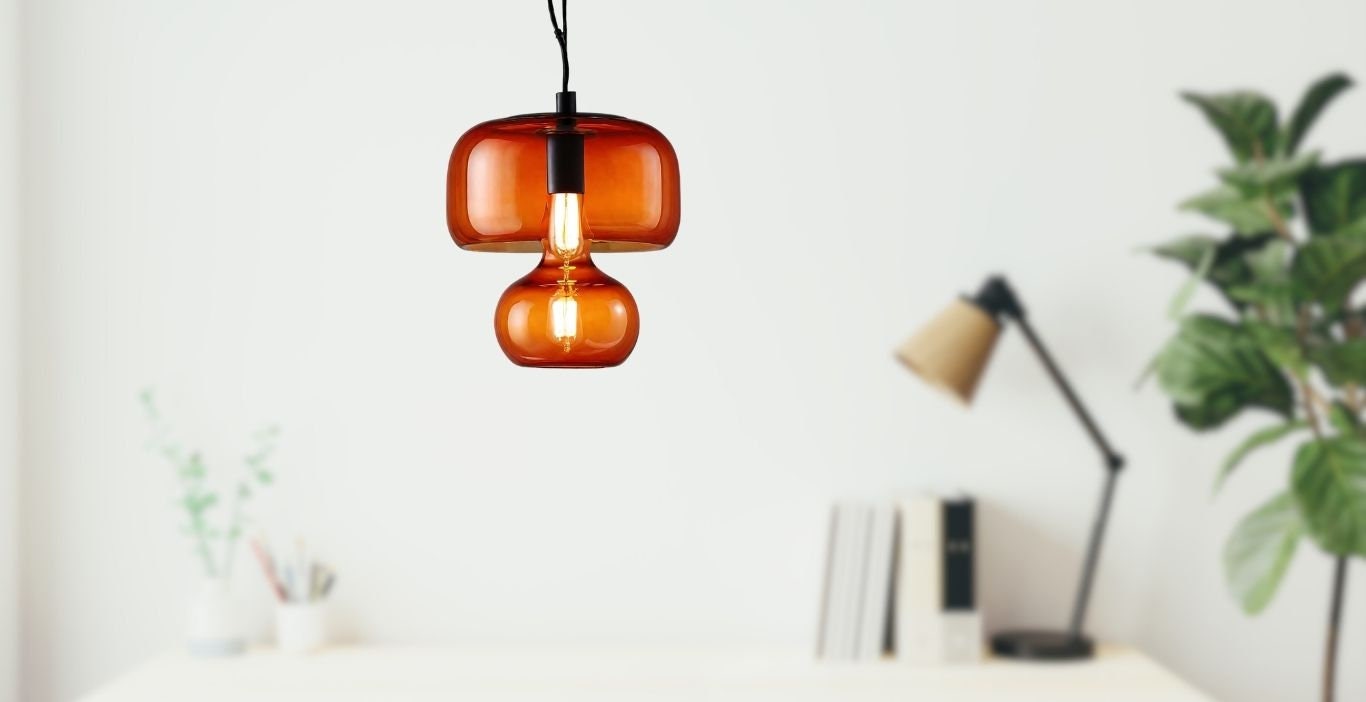 Artistic Glass Pendant Light - Contemporary Kitchen & Dining Room Fixture - Handblown Ceiling Lamp