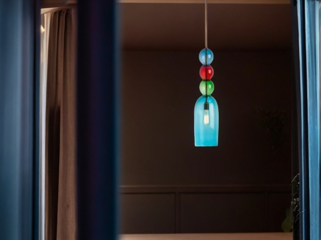 Exclusive Blown Glass Pendant Light - Trendy Kitchen & Home Decor Fixture - Dining Room Ceiling Lamp-Custom Blown Glass Pendant Light