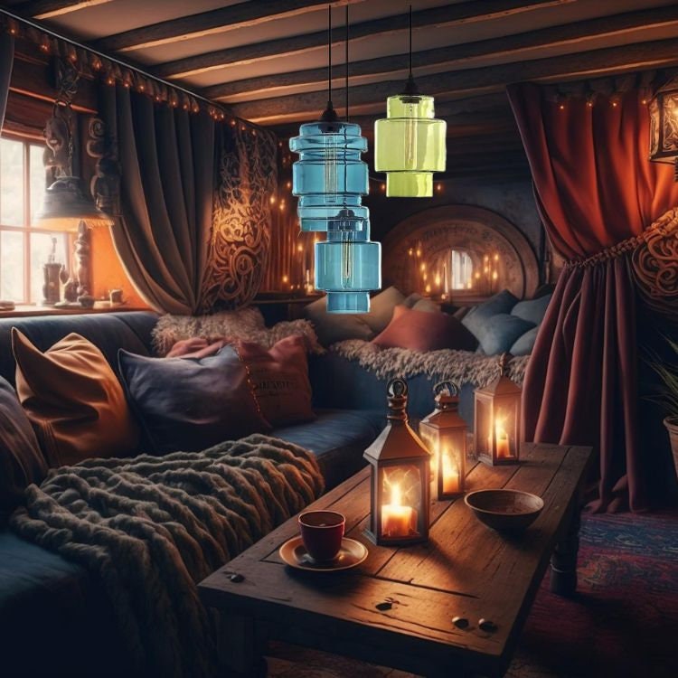 Pendant Lights for Kitchen Island ,Glass Pendant Light Kitchen Décor, Personalized Elegance for Dining Room, HandBlown Glass Lighting