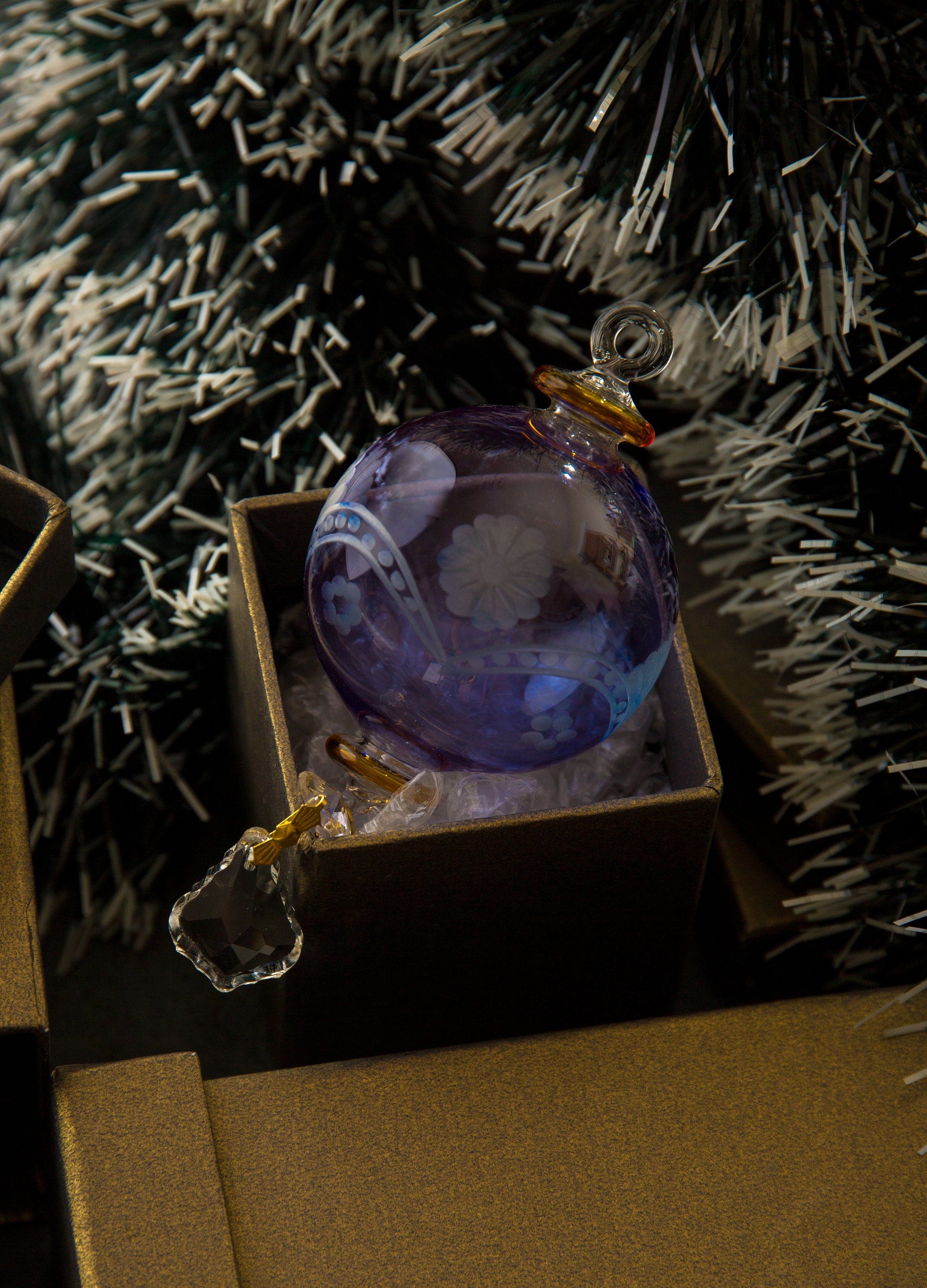 Engraved Blue Egypt Glass Christmas Ornament Adorable Hanging ornament- Decorative tree topper- Xmas Balls Christmas Tree Decorations 2023