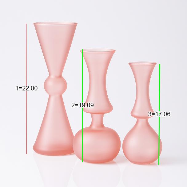 Modern Colorful frosted Glass Vase Collection Unique Geometric Design Vases for Flowers Home Decor Green, Brown, Pink, Orange Variations Set