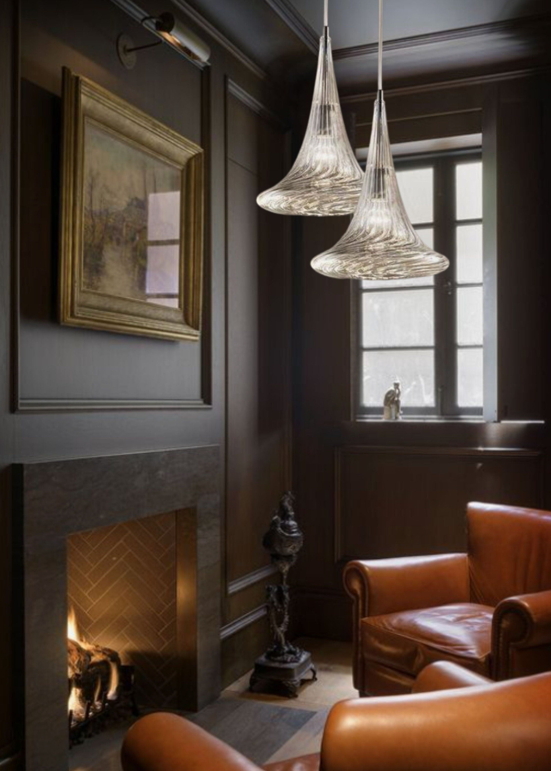 Blown Glass Pendant Lamp Custom Ceiling Light for Dining Room  Entryway Vintage Style Handmade Lighting Fixture Kitchen  Hanging lamp