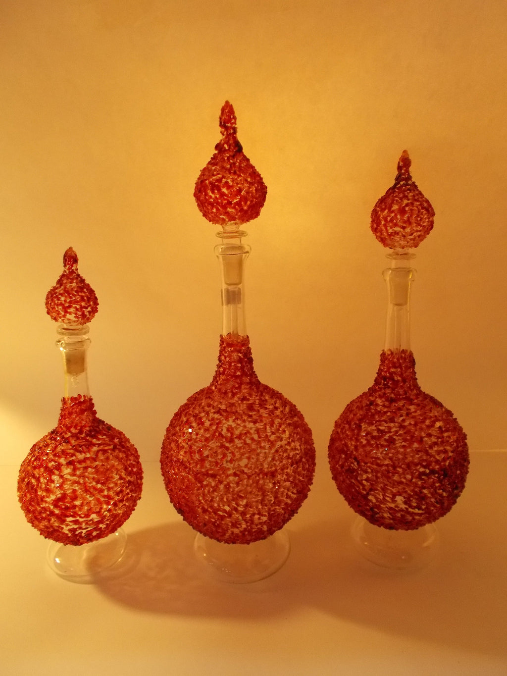 Arabic SPHERE Red GLASS VASE Set of 3