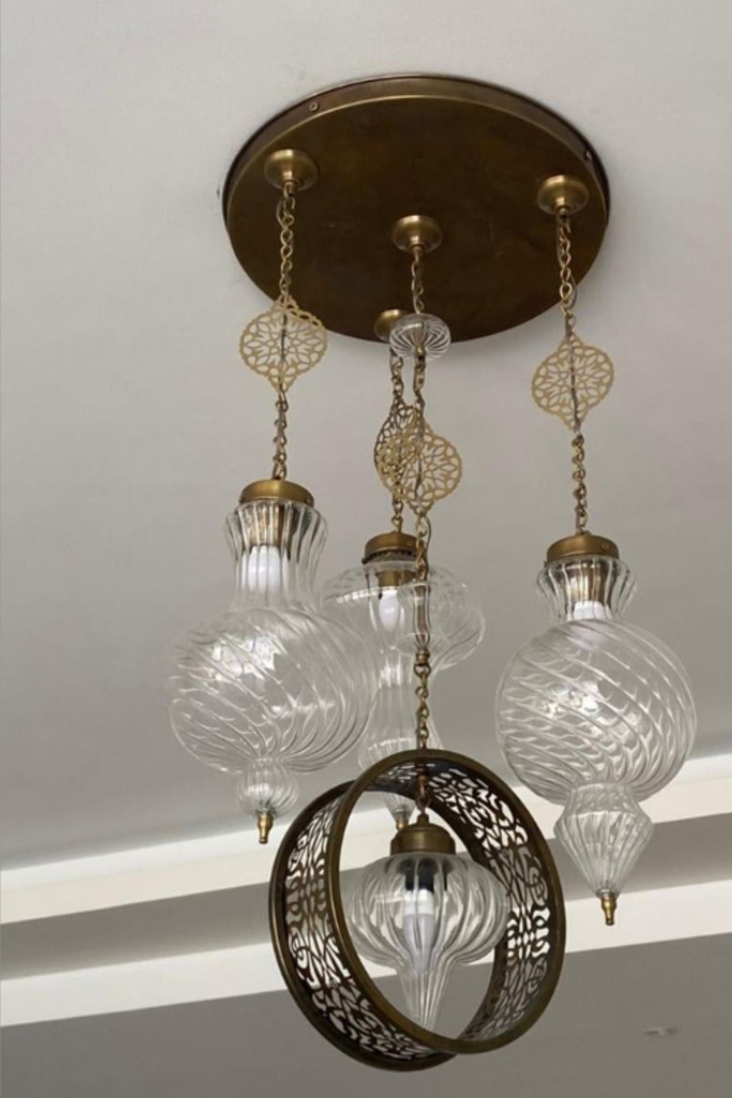 Elegant Modern Pendant Lights - Set of 3 -Blown Glass Ceiling Decor - Dining Room Lighting ceiling decor - custom  light fixture