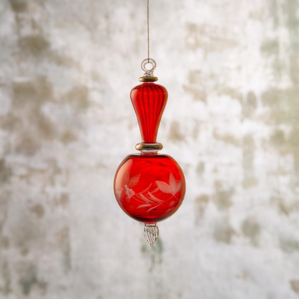 Engraved  Christmas Glass Ornaments- Adorable Hanging ornament- Decorative tree topper- Christmas Tree Decorations Red 2024