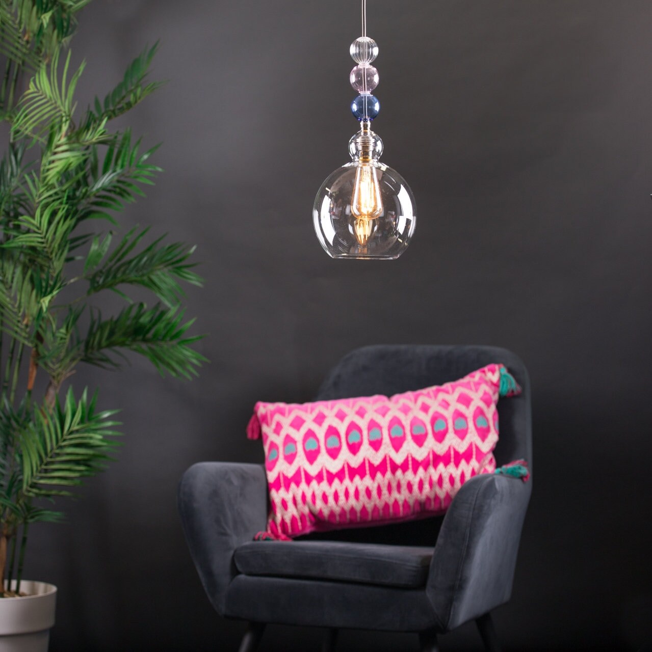 Exquisite Handcrafted Glass Pendant Lamp – Artisan Kitchen Chandelier –  -Artisan Custom Glass Pendant Light