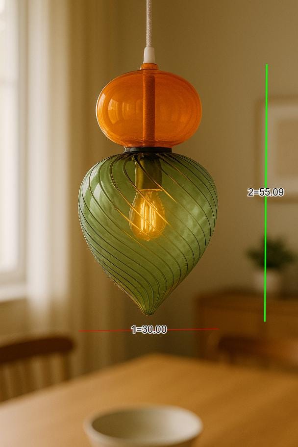 Elegant Handcrafted Glass Pendant Light for Dining & Kitchen – Modern Blown-Glass Ceiling Fixture  Handcrafted Glass - custmus Pendant Lamp