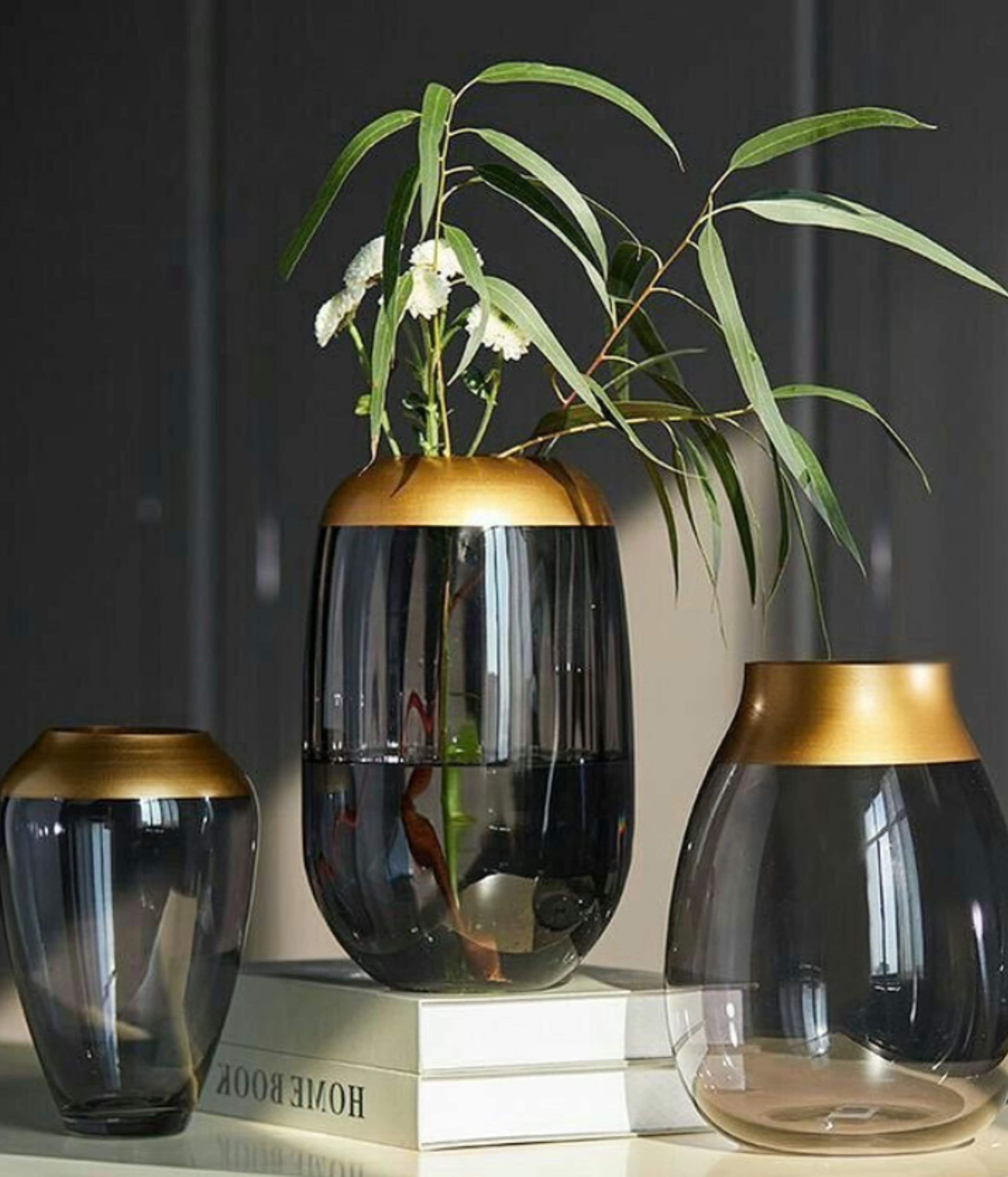 Set of 3  Art Deco Vases Exquisite Hand-Blown Glassware for Vintage Charm and Vibrant Floral Displays made with love