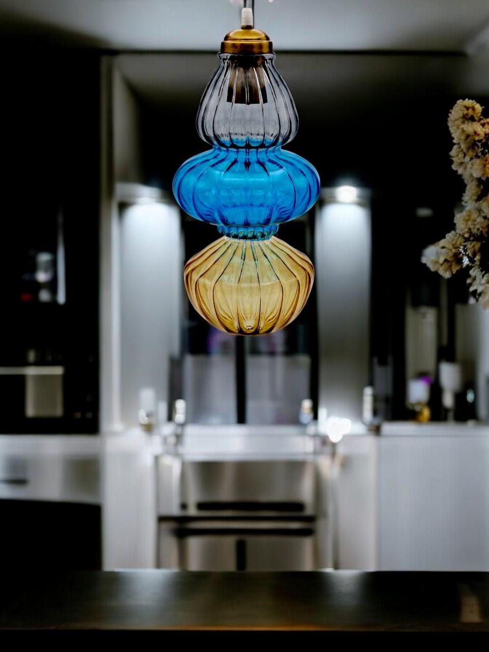 Colorful Blown Glass Pendant Light for  Living Room Modern Custom Ceiling Fixture Artisan Hanging Light Handmade Decoration, Chandelier