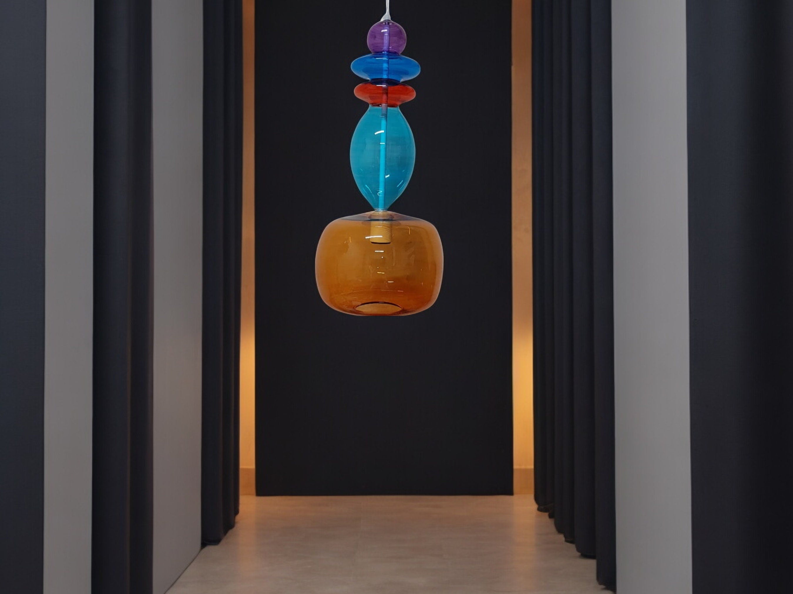 Colorful Glass Pendant Light-Customizable Glass Hanging Lamp-Modern Kitchen Light Fixture-Artisan Blown Glass Light