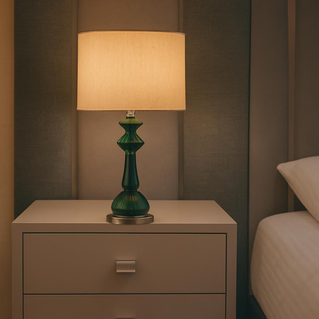 Handblown Glass Table Lamp – Modern Colored Accent Lighting – Unique Bedside Lamp – Custom Designs, 6 Colors – Home Office Decor