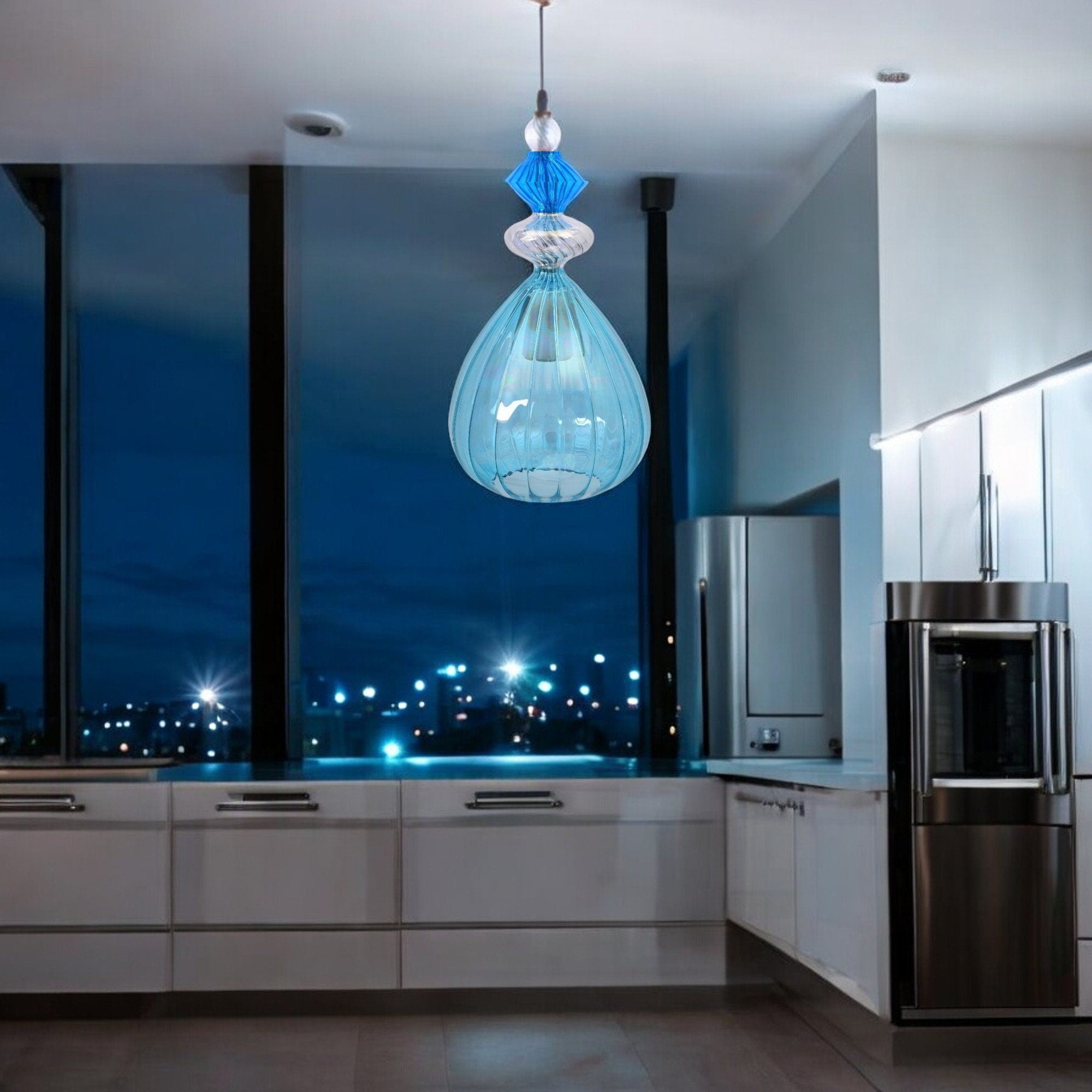 Elegant Artisan Glass Pendant Lamp - Providence Chandelier for Modern Kitchen Decoration - Create Your  Hand Blown Pendant Light