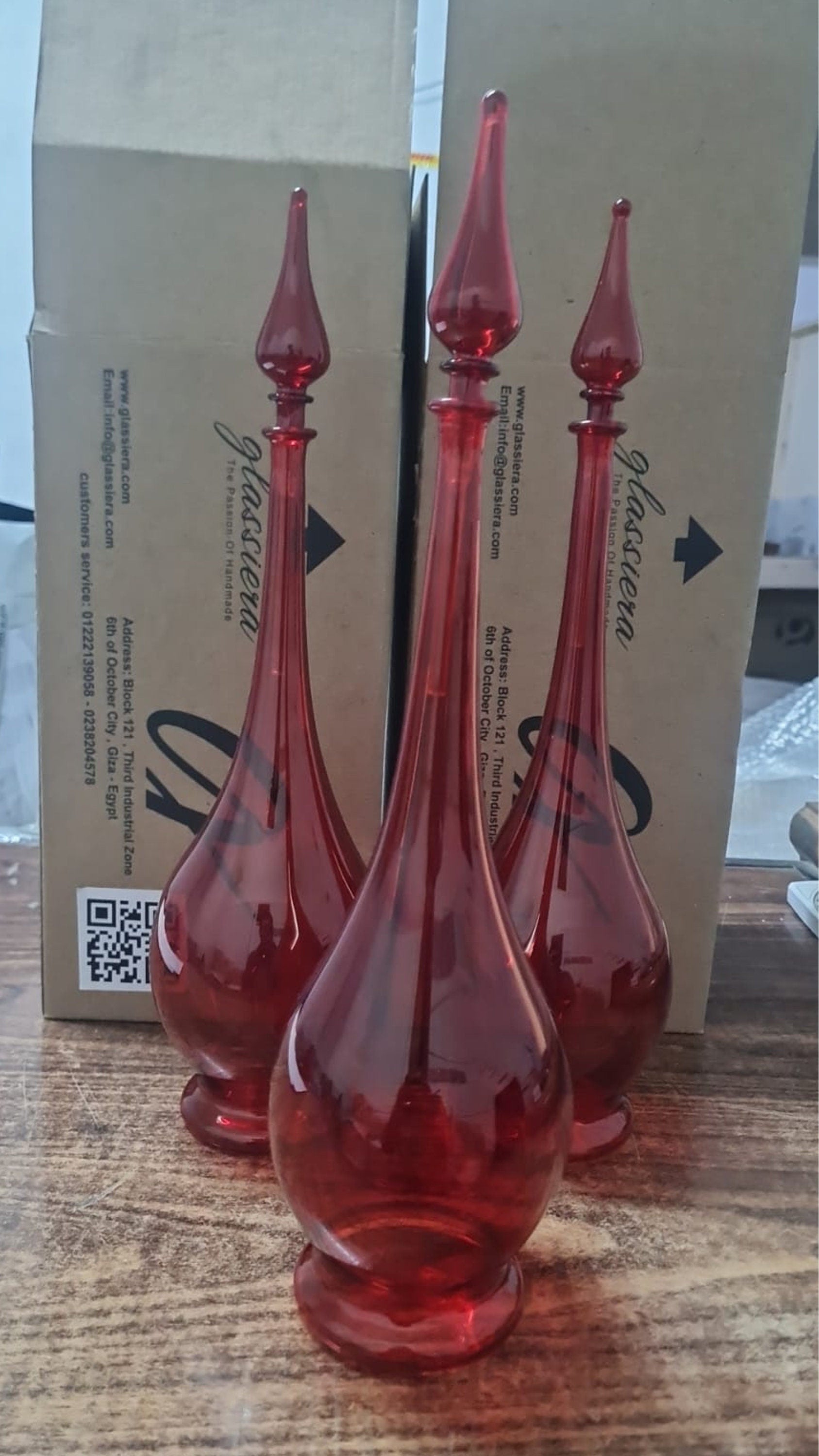 SPHERE Red GLASS VASE modern decanters home deco
